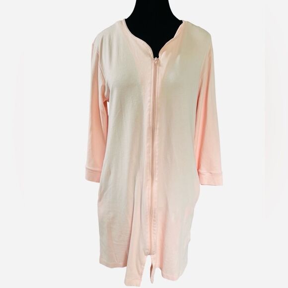 COTN Classic Zip Robe Size Small Pastel Pink with 3/4 Sleeve Pima Cotton NWOT - Picture 2 of 5